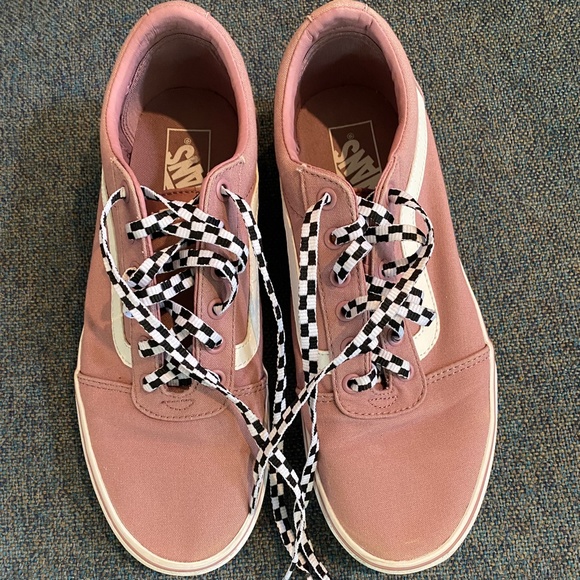 Vans Shoes - Vans Dusty Rose Pink Suede Old Skool Sneakers Size 10 Customized Checkered Laces
